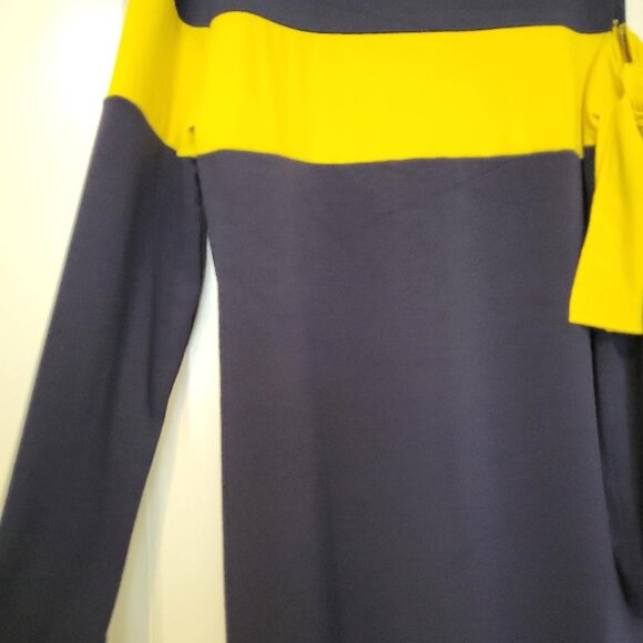 Shein Navy Blue & Mustard Cutout One Shoulder Dress - Picture 3 of 7